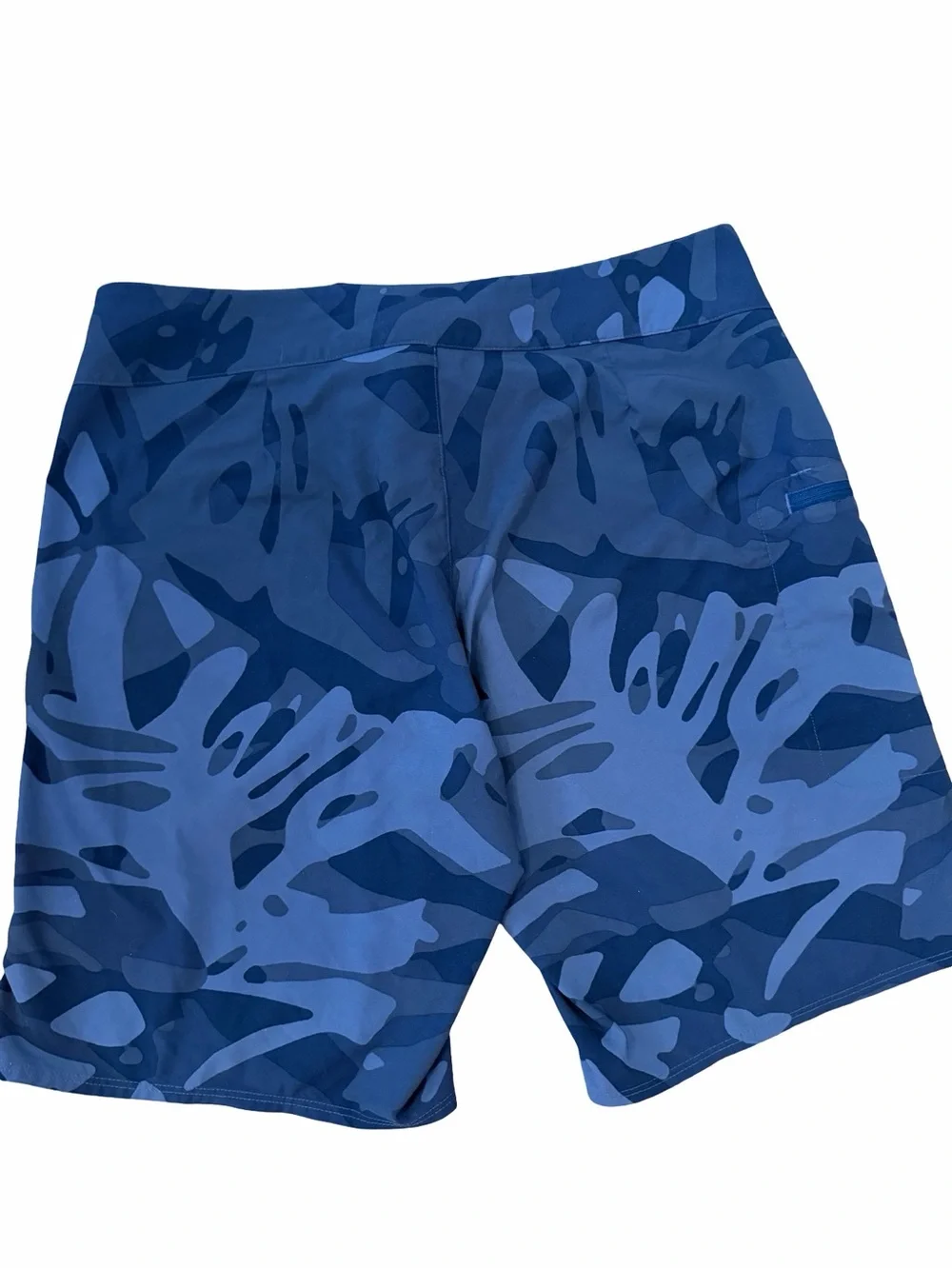 Patagonia Blue Camo Lightweight Swim Trunks Shorts Mens Size 32 Pockets Unlined